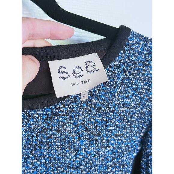 Sea New York Wool Tweed Sheath Dress 4 Blue Black Career Designer Classic French - Picture 3 of 5